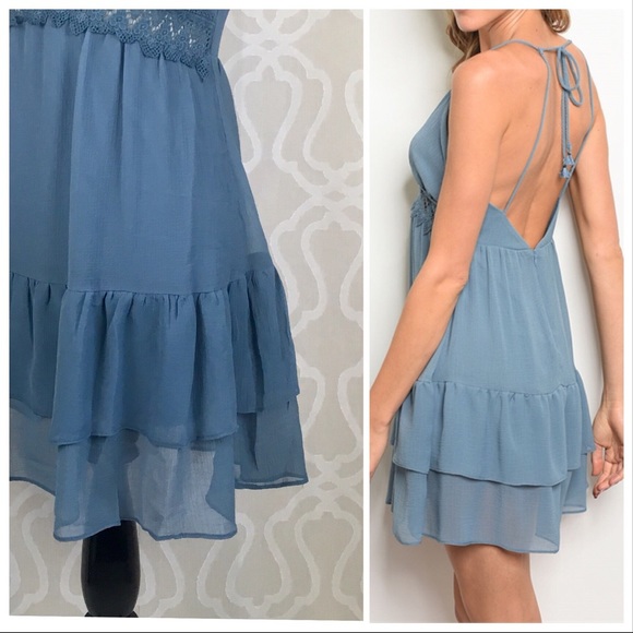 **TAKING DOWN 3/28 ** Baby Doll Blue Mini Dress - Picture 4 of 8